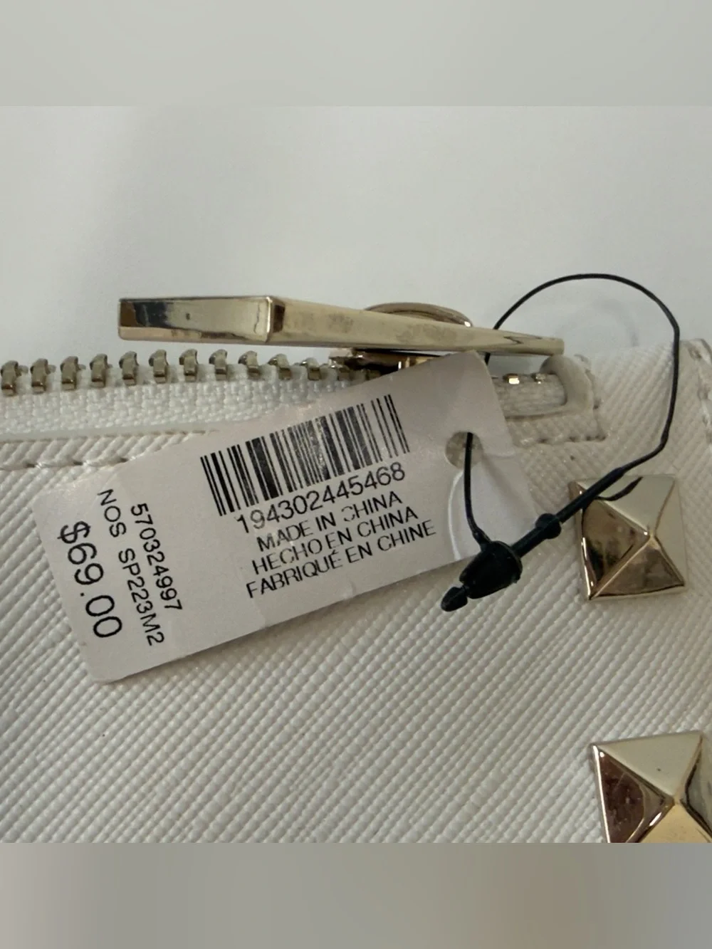 White House Black Market White Floral Print Studded Wristlet